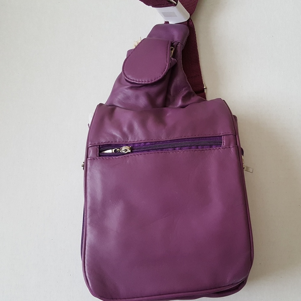 Buxton Purple Leather Crossbody Bag
